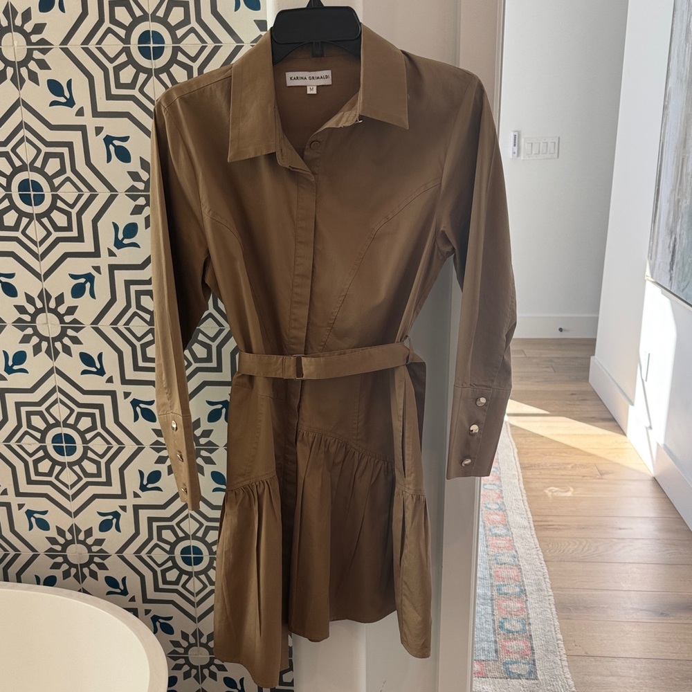 Karina Grimaldi Tan Long Sleeve Dress